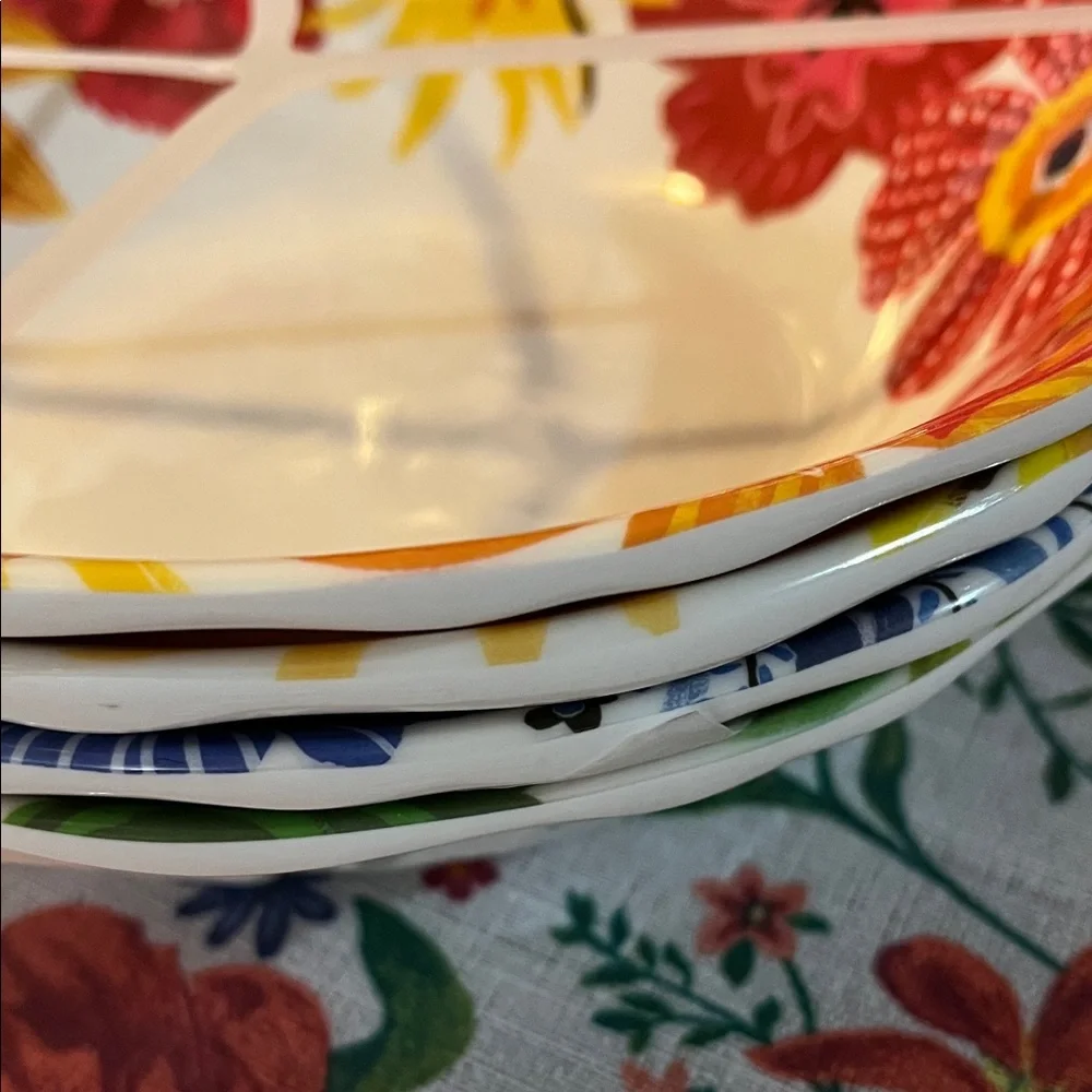 Vibrant Floral Dinner Plates - Red, Yellow, and Orange